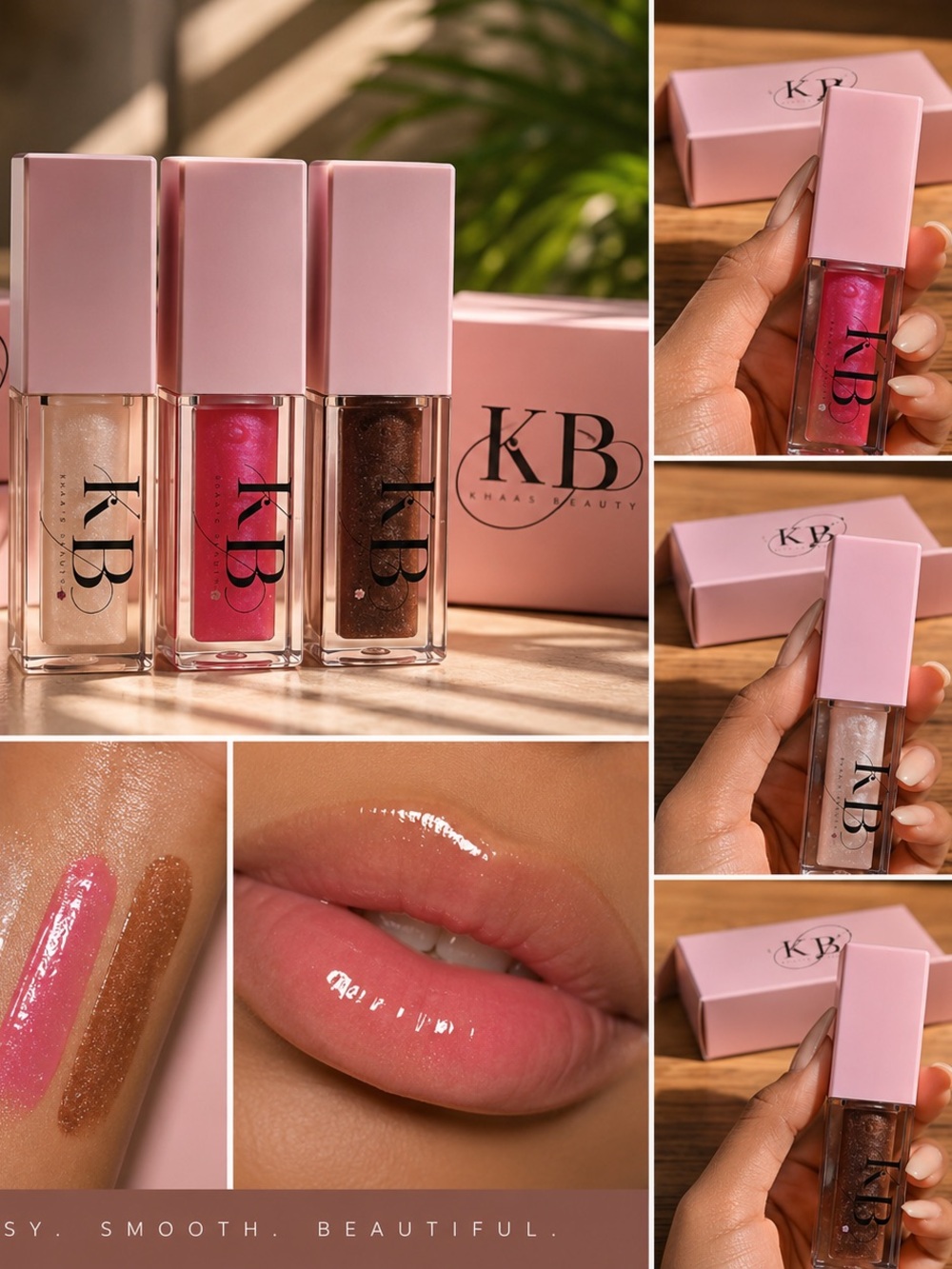 KB Beauty Sheer Lip Gloss Trio — Pink, Champagne & Bronze Shine